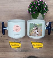 Dünyanın En Güzel Annesi Kupa Bardak Fotoğraflı T Lacivert Kulplu Anneye Doğum Günü Anneler Günü Hediyesi