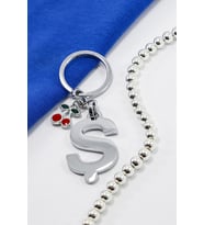 Minik Kirazlı Gümüş Renkli Metal Ş Harfi Anahtarlık / Hediyelik Çanta Süsü (Standart)