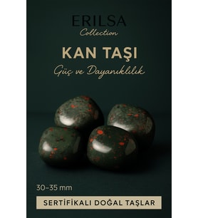 Sertifikalı Tamburlanmış Kan Taşı (Heliotrop) Doğal Taş Kütle – Güç ve Dayanıklılık 30-35 mm (Çok Renkli)