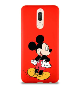 Huawei Mate 10 Lite Soft Premier Kapak Mickey Mouse-D Tasarımlı Silikon Kılıf - Kırmızı (Şeffaf)