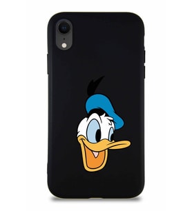 Apple iPhone XR Soft Premier Kapak Donald Duck-A Tasarımlı Silikon Kılıf - Siyah (Şeffaf)