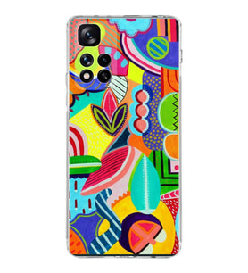 PrintiFy Xiaomi Redmi Note 11 Pro Plus ile Uyumlu 1mm Slim Fit Retro Colors 6 Baskılı Şeffaf  Kılıf