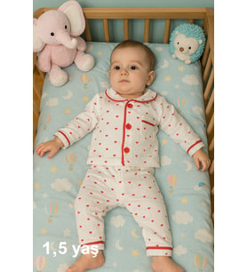 6 ay 2 yaş ARASI  BEBEK PİJAMA TAKIMI DÜĞMELİ YUMUŞAK DOKULU