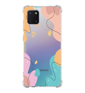 Samsung Galaxy A81  Köşe Korumalı Antişok Kapak Karışık Renkler Tasarımlı Şeffaf Silikon Kılıf