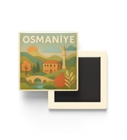 Osmaniye - Memleket Temalı - Paper Cut Art - Baskılı Buzdolap Magneti Kare - 9x9 cm
