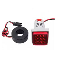 Dijital Voltmetre / AC Ampermetre / Hertz metre 22mm Kare Kırmızı (20-500v/0-100a/0-99hz)