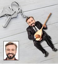 Kişiye Özel Bağlama Tasarımlı Karikatür Anahtarlık 107