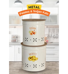 Şık Metal Patates ve Sebze Saklama Kovası, Modern Mutfağınıza Uygun