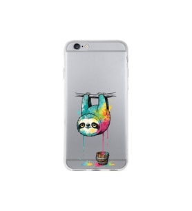 iPhone 6S ile Uyumlu Splash Tembel Hayvan Tasarımlı Şeffaf Silikon Kılıf