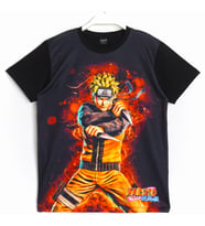 3D Baskılı Anime Naruto Uzumaki Çocuk Unisex Siyah T-Shirt