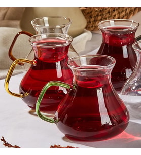 Perotti 16013 Ehl-i Keyf Renkli 6'lı Borosilikat 200 mL Çay Bardağı Set