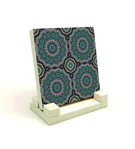 Mandala DesenBaskılı Doğaltaş Masaüstlük