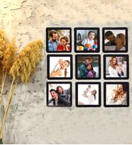 Kişiye Özel 9 Adet 8,5x8.5 Sök Tak Fotoğraflı Siyah Çerçeve