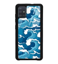 Samsung A51 Uyumlu Mavi Dalga Tasarımlı Glossy Telefon Kılıfı