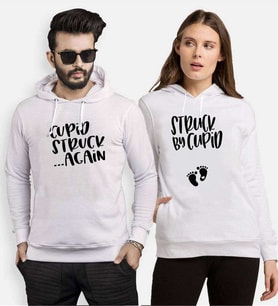 Tshirthane Cupid Struck Agin Sevgili Kombinleri Kapüşonlu Kombini (Tek Ürün Fiyatıdır.)