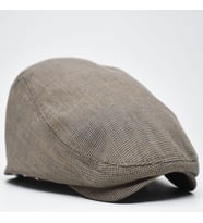 Erkek Kasket Keten Yazlık Flat Cap Şapka (Koyu Bej)