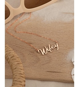 Kişiye Özel Wifey Yazılı Kolye 925K Gümüş (Rose)