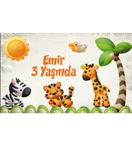 Safari temalı Doğum Günü Afişi 35X50 cm