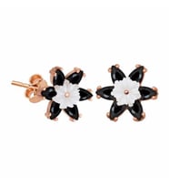Gümüş Siyah Lotus Çiçeği Küpe