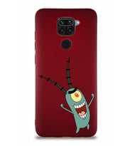 Xiaomi Redmi Note 9 Soft Premier Kapak Plankton Tasarımlı Silikon Kılıf - Mürdüm (Şeffaf)