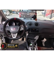Seat Cordoba 6L Dikme Direksiyon Kılıfı Alcantara Süet Mat Karbon Kırmızı Yüzük ve Dikiş 2008-2009