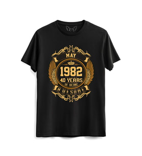 Vintage Gold Awesome Series May 1982 Siyah Tshirt
