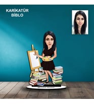 KİŞİYE ÖZEL KADIN RESSAM TASARIMLI KARİKATÜR BİBLO B87