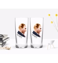 BK Home Renkli Baskılı Atatürk Temalı İkili Rakı Bardağı Seti-11 (Beyaz)