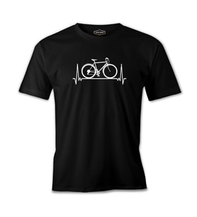 Bicycle on the Heartline Siyah Erkek Tshirt