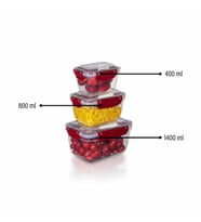 3'lü Master Dikdörtgen Saklama Kabı (400 ml - 800 ml - 1400 ml) (Bordo)