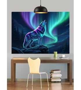Aurora Borealis Kurt Figürü Dekoratif Kanvas - Mdf Ahşap Tablo