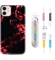Apple iPhone 11 12 13 Mini Kılıf Kablo Koruma Spiral Silikon Red Smoke 1745