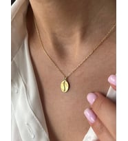 Kişiye Özel 925 Ayar Gümüş Minimal Kahve Çekirdeği Motifli Kolye (Gold)