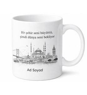 Yeni Mezuna Şehir Temalı Kupa Bardak Mezuniyet Hediye Özel Tasarım
