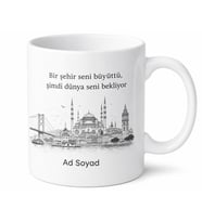Yeni Mezuna Şehir Temalı Kupa Bardak Mezuniyet Hediye Özel Tasarım