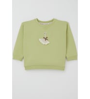 Breeze Kız Çocuk Sweatshirt Kuğu Armalı Fiyonk Detaylı 2-6 Yaş, Fıstık Yeşili