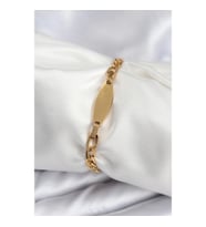 Mey İthalat® 316L Çelik Gold Renk Oval Yazı Yazmaya Uygun Kadın Bileklik