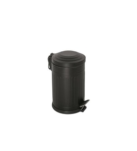 16 Litre Siyah Çizgili Pedallı Metal Çöp Kovası