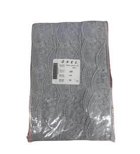 Dantel Polyester Sanal Tül Bant Gri 20 Metre En 6 Cm On-60-g