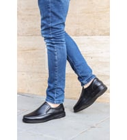 FAST STEP Hakiki Deri Ortopedik Erkek Casual Ayakkabı 815MA1301 (Siyah)