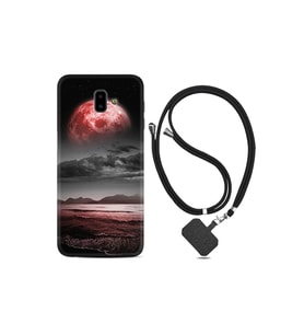 Samsung Galaxy J6 Plus Kılıf Resimli Desenli Silikon Boyun Askılı Red World 1836