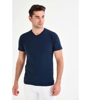 Dynamo  Erkek Basic Likralı V-Yaka T-shirt  - T-339 - Lacivert - L (Lacivert)