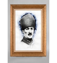 Altın Varaklı Paspartulu Çerçeveli Atatürk Tablo sd631
