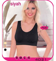 Siyah Pedli Sporcu Sütyeni Büstiyer – Destekli Rahat Günlük Kadın Bralet S M L XL 4021