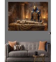 Antik Mısır Anubis Ve Mumya Dekoratif Kanvas - Mdf Ahşap Tablo