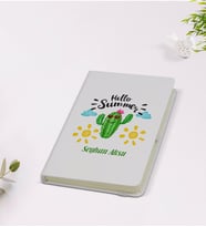 BK Gift Kişiye Özel İsimli Kaktüs Tasarımlı 9x14cm Beyaz Defter - Model 8