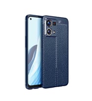 Oppo Reno 7 4G Kılıf Zore Niss Deri Desenli Silikon Kılıf (Lacivert)