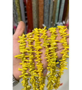 Mercan Doğal Taş Parlak Fıstık Yeşili Dal Mercan 3x11mm Dizi