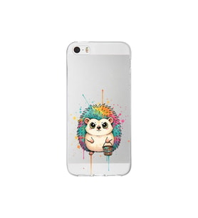 iPhone 5S ile Uyumlu Splash Kirpi Tasarımlı Şeffaf Silikon Kılıf