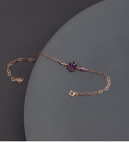 925 Ayar Gümüş Ametist Taşlı Lotus Bileklik